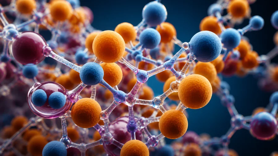 best research peptides uk orange blue molecular compound structure close up